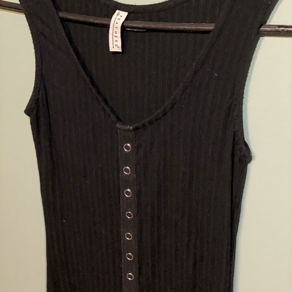 Ribbed black midi dress with split button detail - Picture 7 of 10